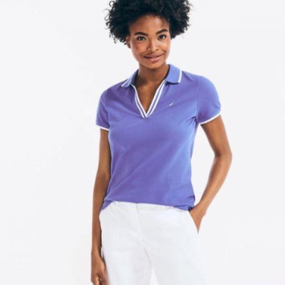 Nautica Tops - Nautica Sustainably Crafted Ocean Split-Neck Polo - NEW - With tags -Sma…